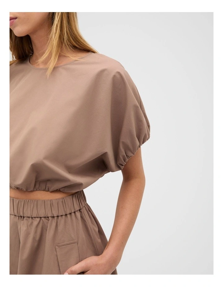 Poplin Bubble Top in Nutmeg image 4