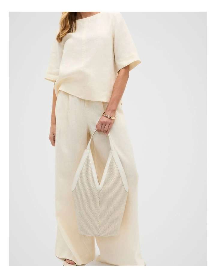 Angular Woven Tote in Cream image 2