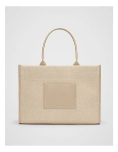 Structured Woven Tote in Iced Latte