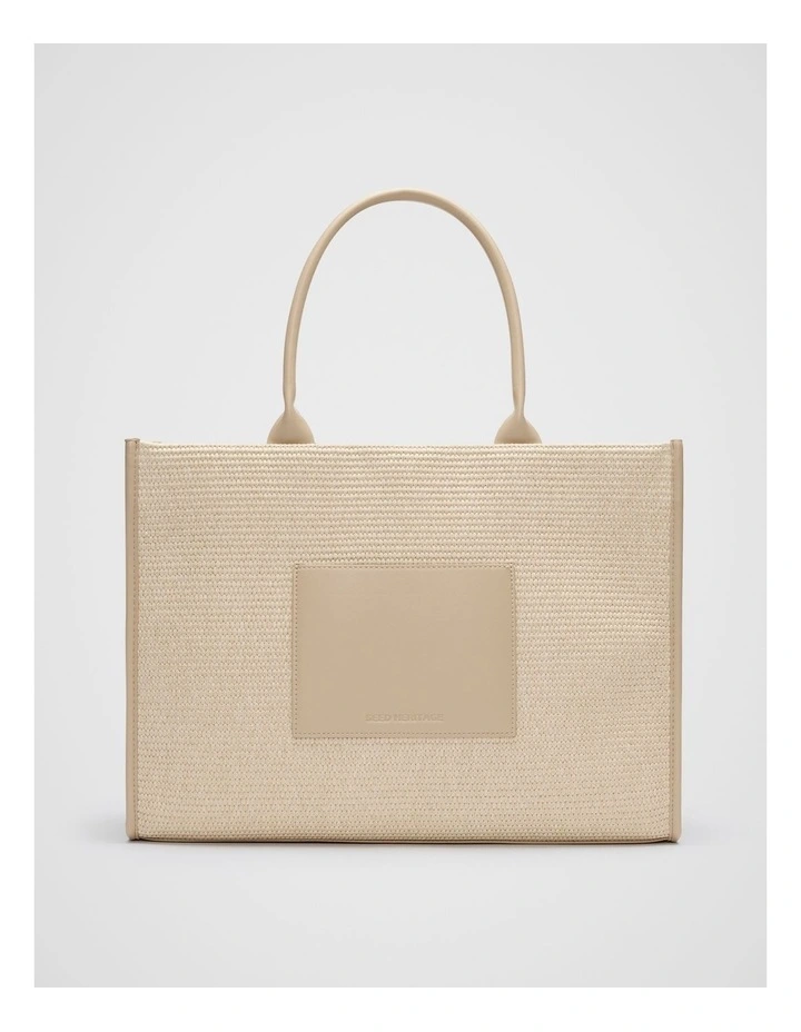 Structured Woven Tote in Iced Latte image 1