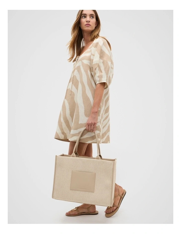 Structured Woven Tote in Iced Latte image 2