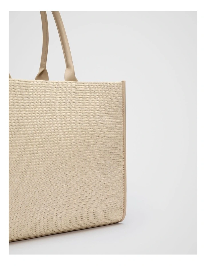 Structured Woven Tote in Iced Latte image 3