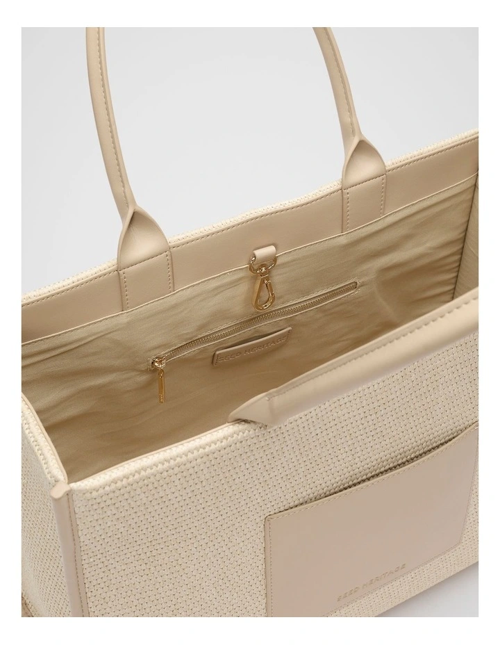 Structured Woven Tote in Iced Latte image 4
