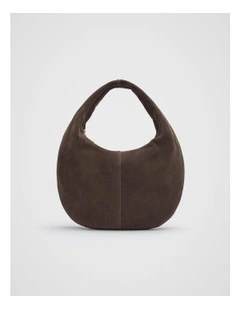 Leather Hobo Shoulder Bag in Chocolate