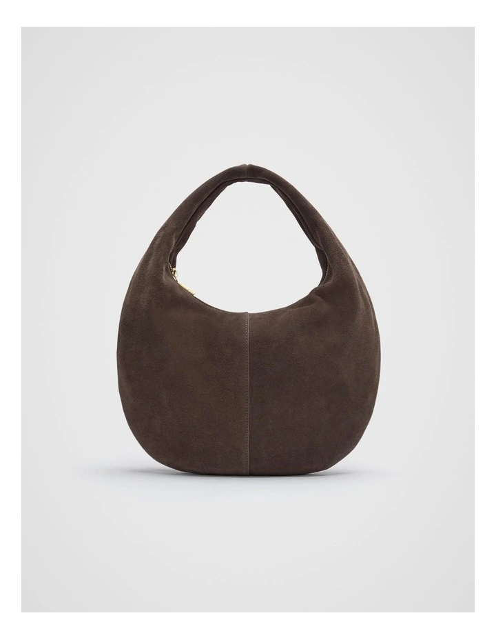 Leather Hobo Shoulder Bag in Chocolate image 1