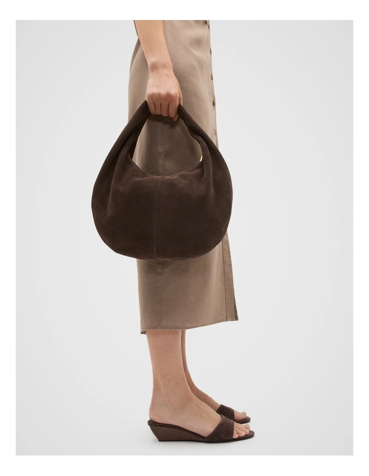 Leather Hobo Shoulder Bag in Chocolate image 2
