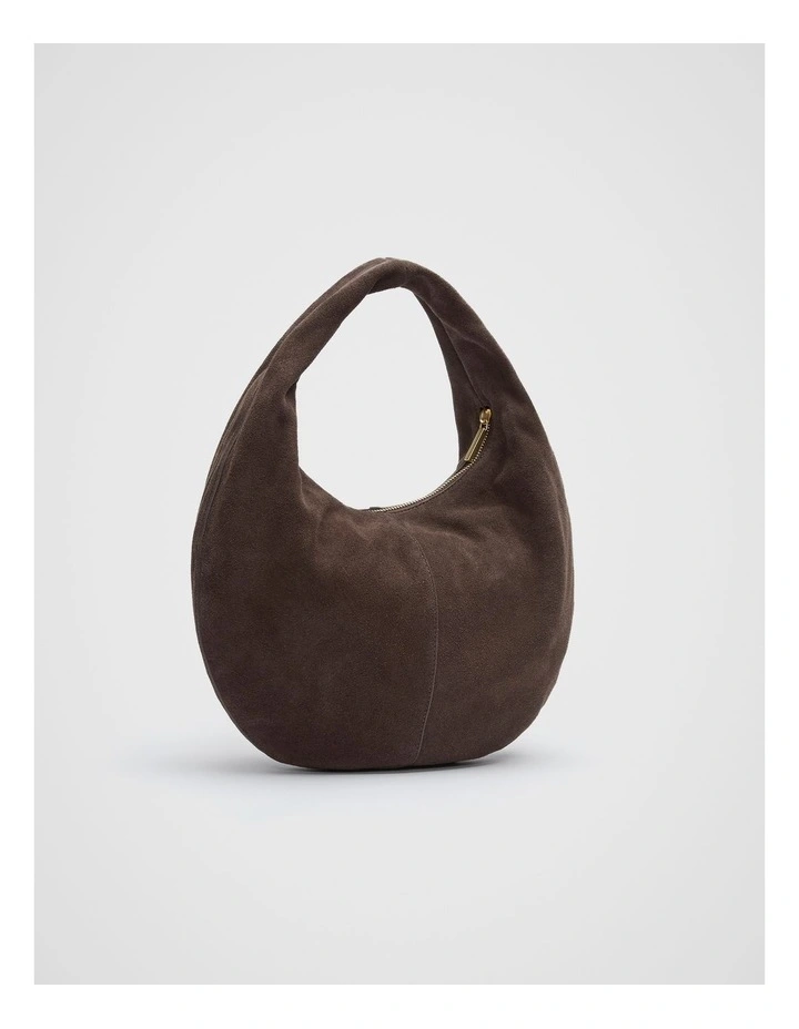 Leather Hobo Shoulder Bag in Chocolate image 3