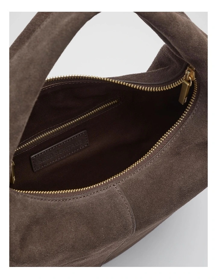 Leather Hobo Shoulder Bag in Chocolate image 4