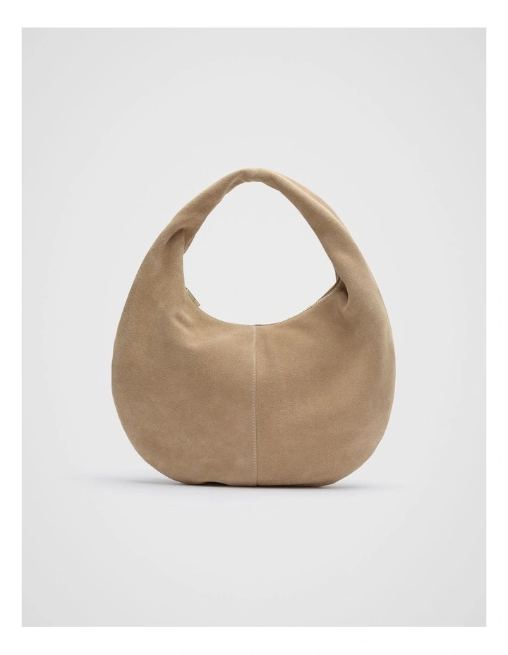 Leather Hobo Shoulder Bag in Iced Latte image 1