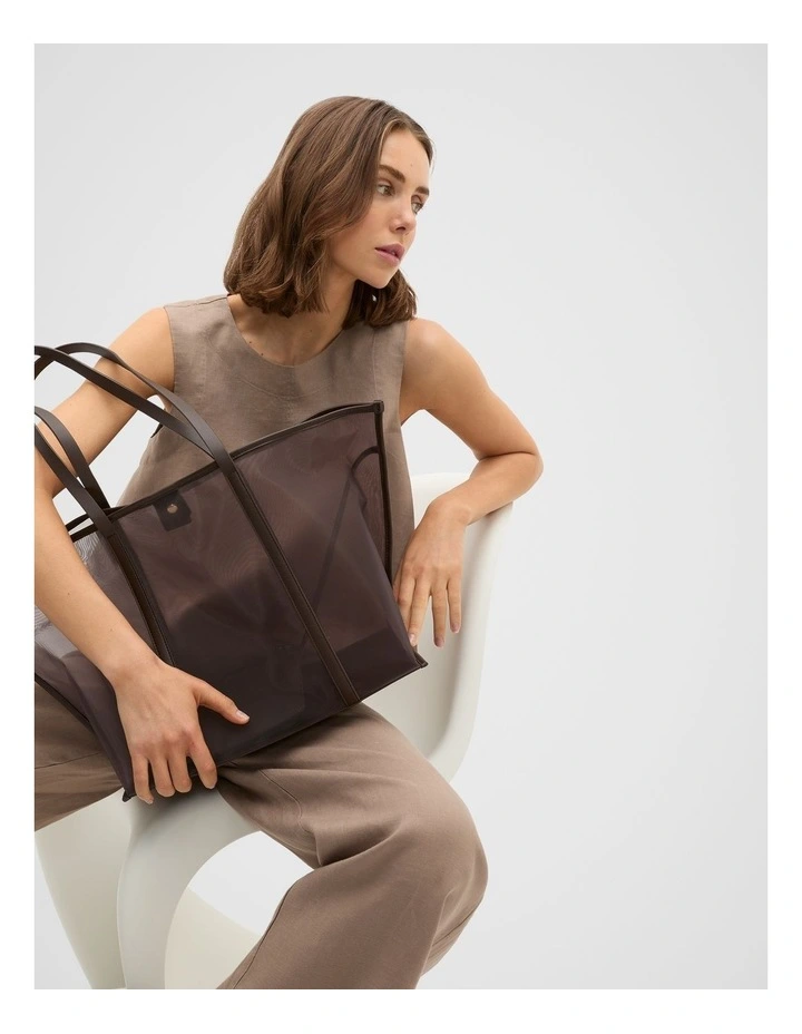 Mesh Tote in Chocolate image 2