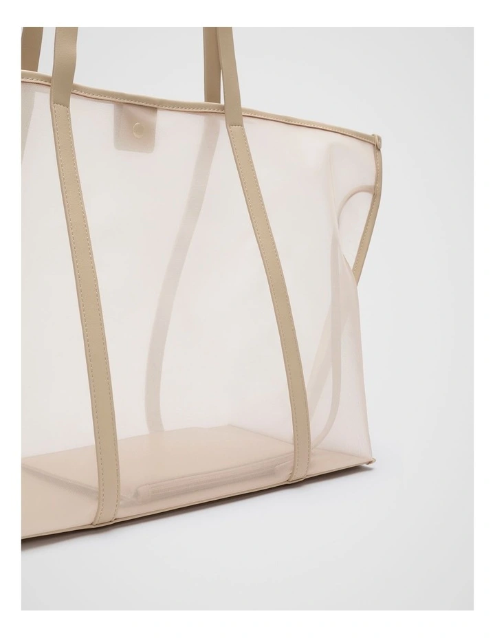 Mesh Tote in Iced Latte image 3