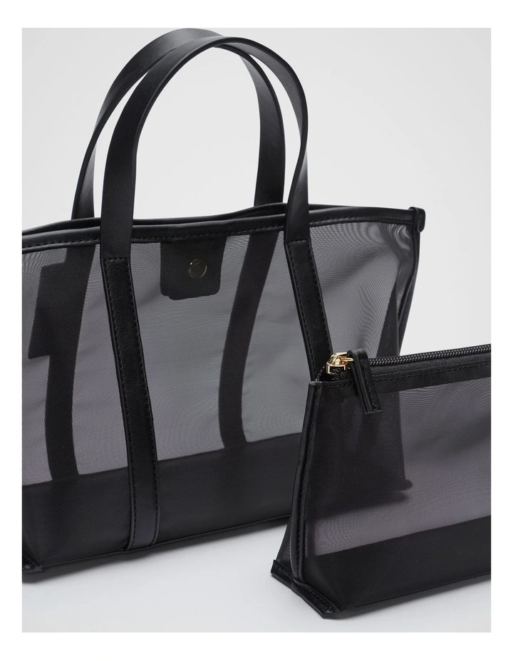 Mesh Mini Tote in Black image 3