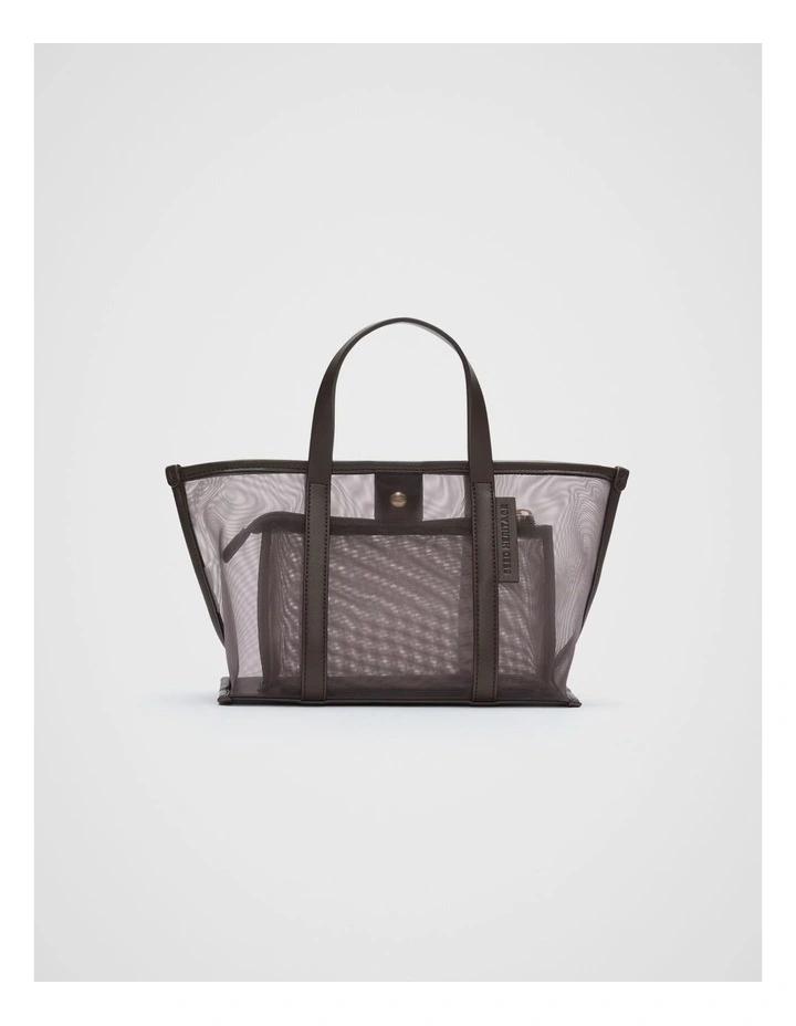Mesh Mini Tote in Chocolate image 1