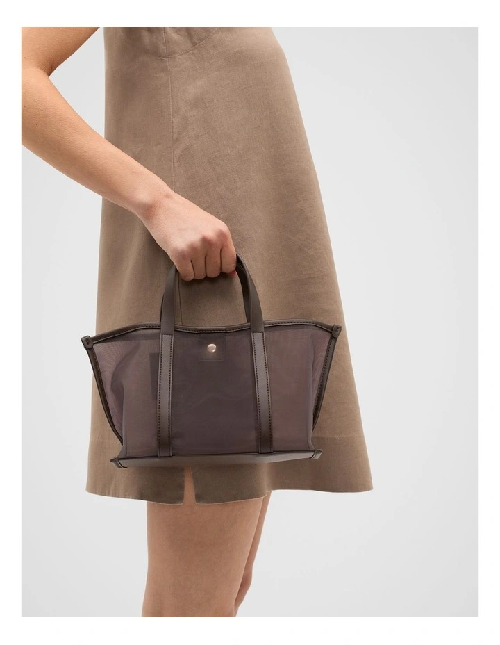 Mesh Mini Tote in Chocolate image 2
