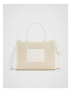 Structured Woven Mini Tote in Cream