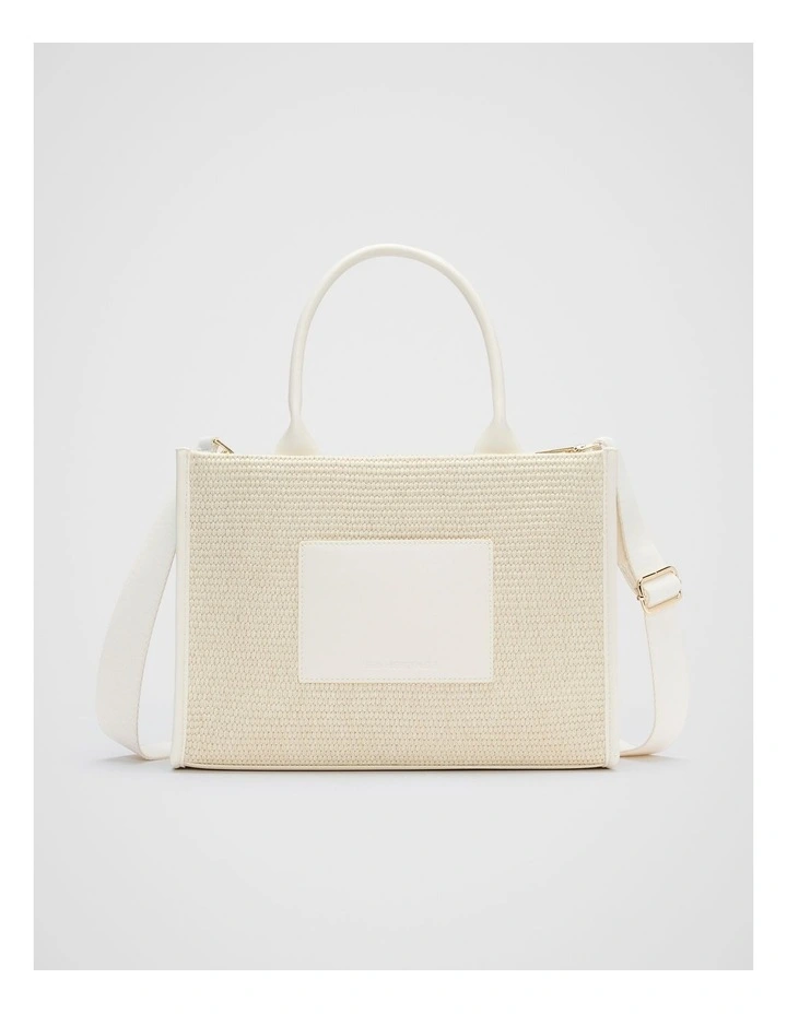 Structured Woven Mini Tote in Cream image 1