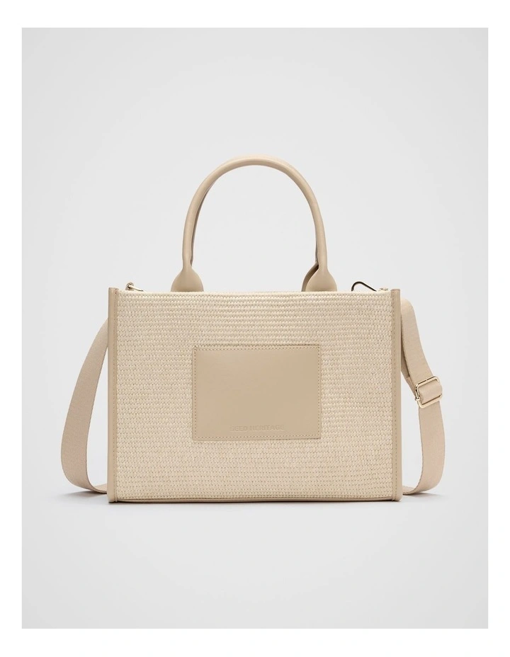 Structured Woven Mini Tote in Iced Latte image 1