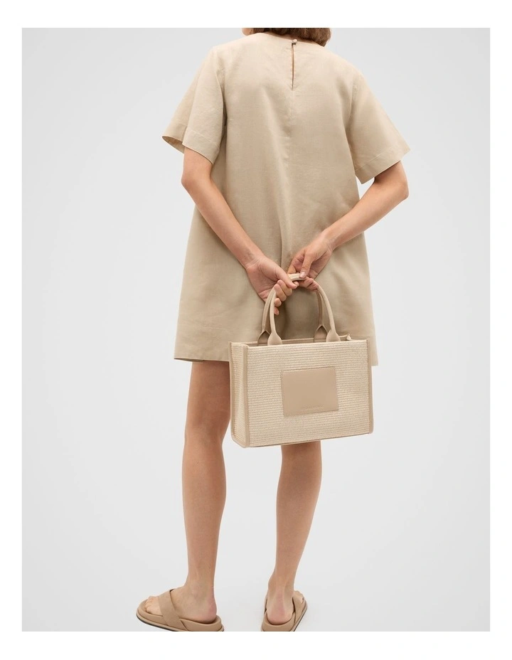 Structured Woven Mini Tote in Iced Latte image 2