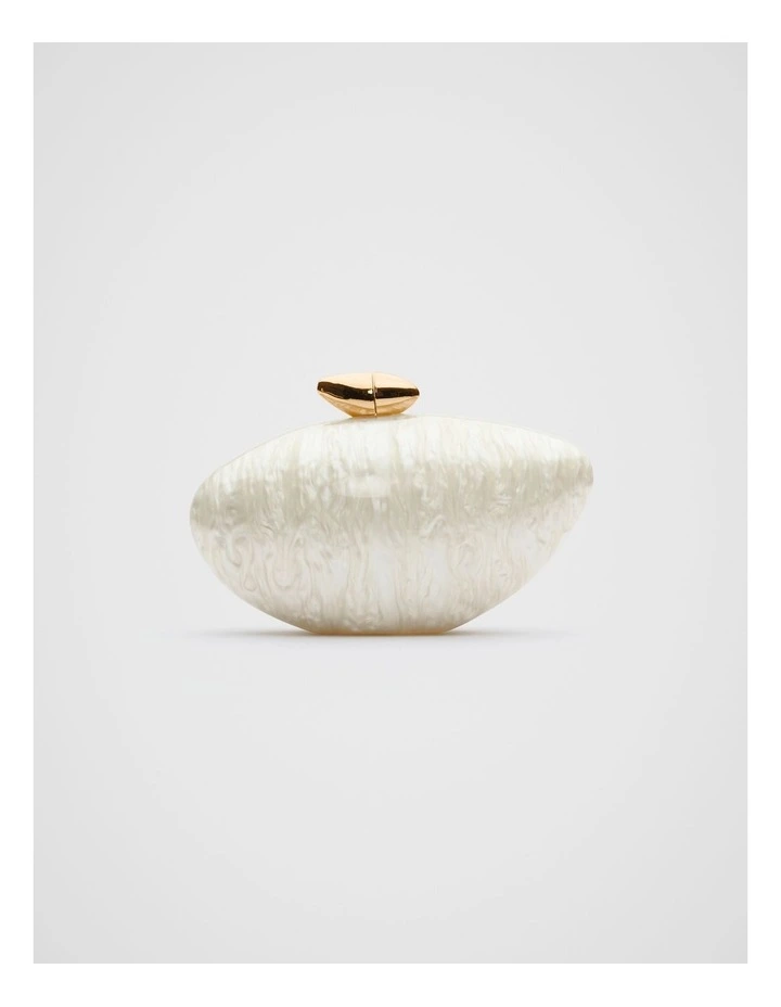 Acrylic Hardcase Clutch in Cream image 1