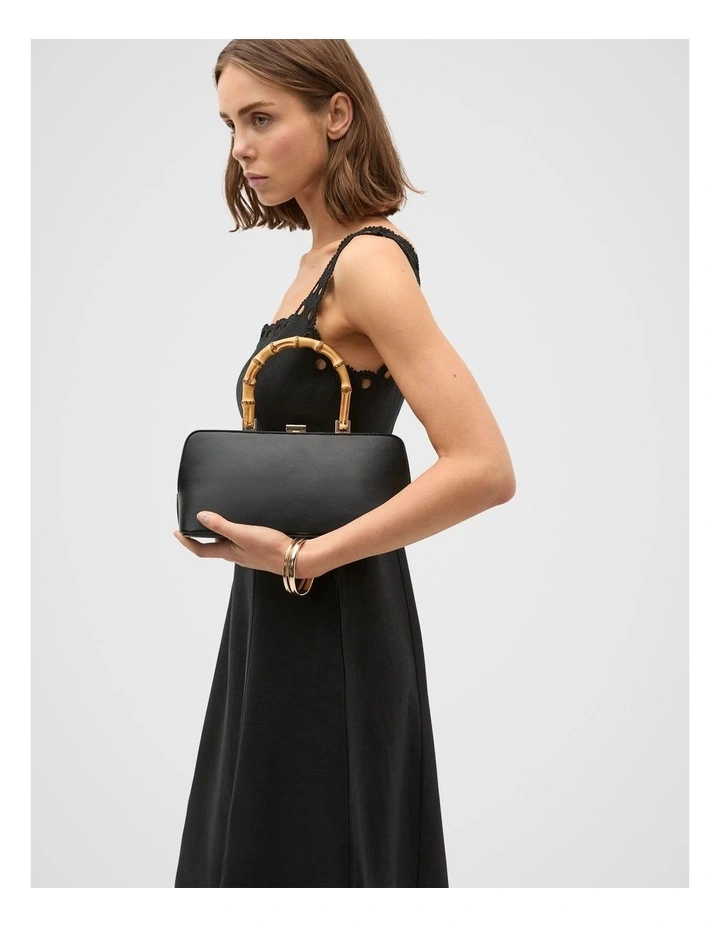 Handle Detail Structured Bag in Black image 2