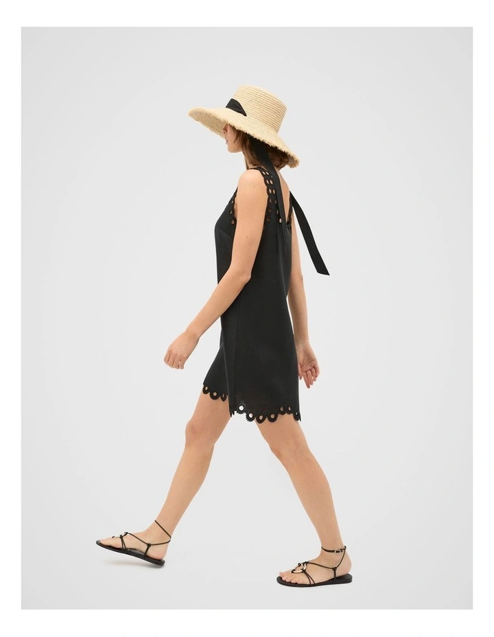 Wide Brim Tie Detail Hat in Black image 2