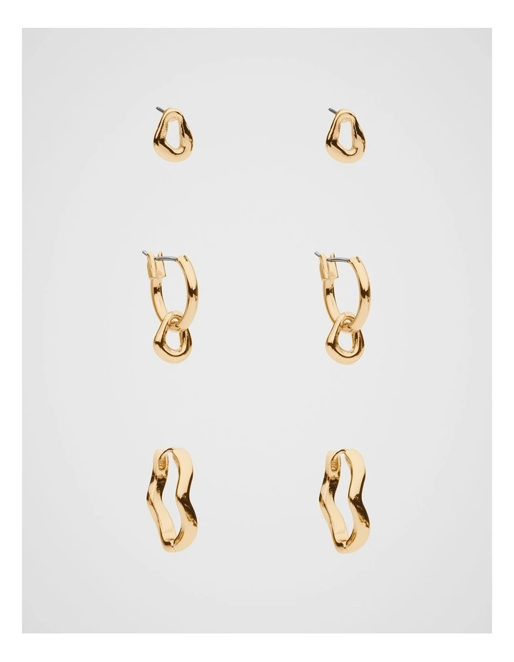 Organic Studs Earring Pack in Gold image 1
