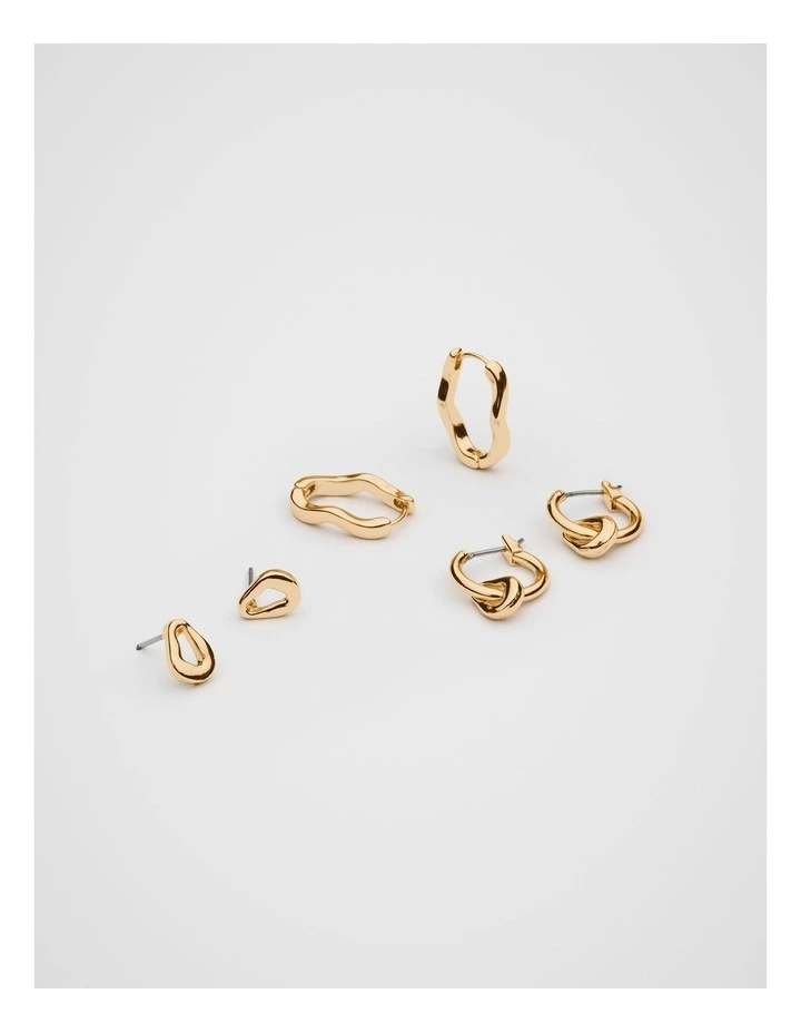 Organic Studs Earring Pack in Gold image 3
