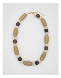 Resin Beaded Necklace in Iced Latte