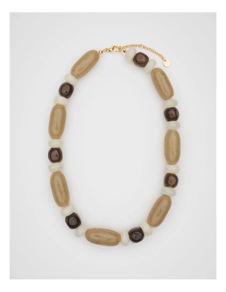 Resin Beaded Necklace in Iced Latte image 1