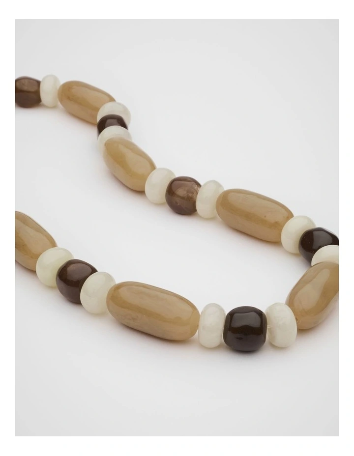 Resin Beaded Necklace in Iced Latte image 3