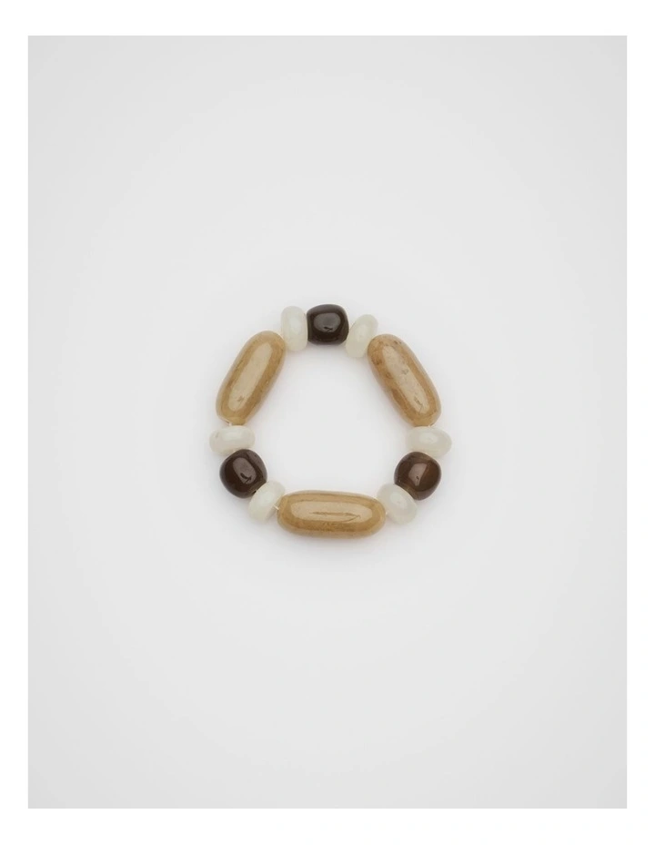 Resin Beaded Bracelet in Iced Latte image 1