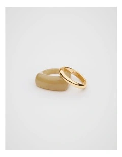 Rounded Resin Ring Set in Iced Latte