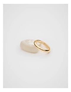 Rounded Resin Ring Set in Buttercream