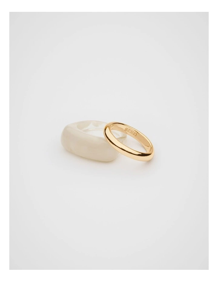Rounded Resin Ring Set in Buttercream image 1