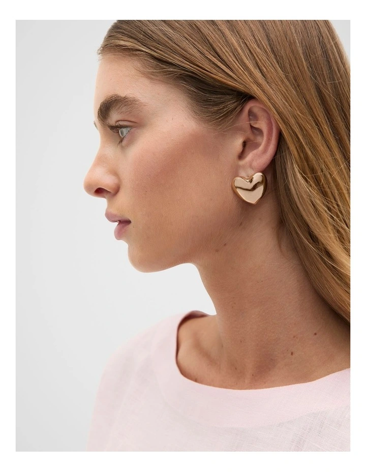 Statement Heart Stud Earring in Gold image 2