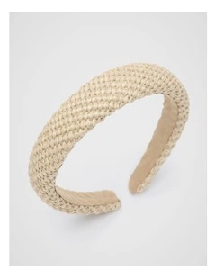Woven Alice Band in Iced Latte