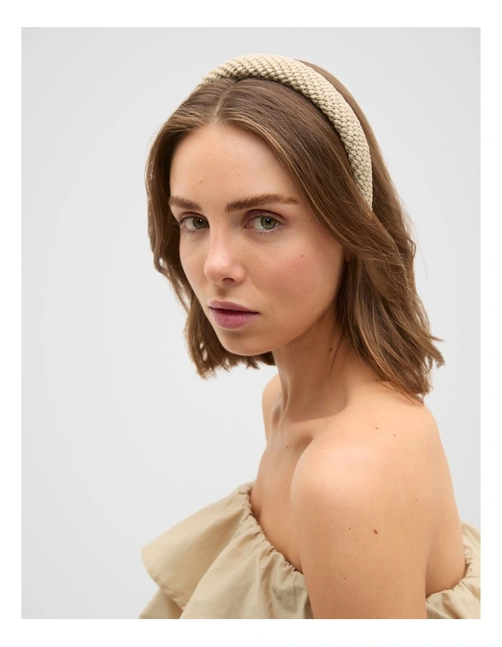 Woven Alice Band in Iced Latte image 2