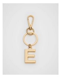 Initials E Keyring in Gold