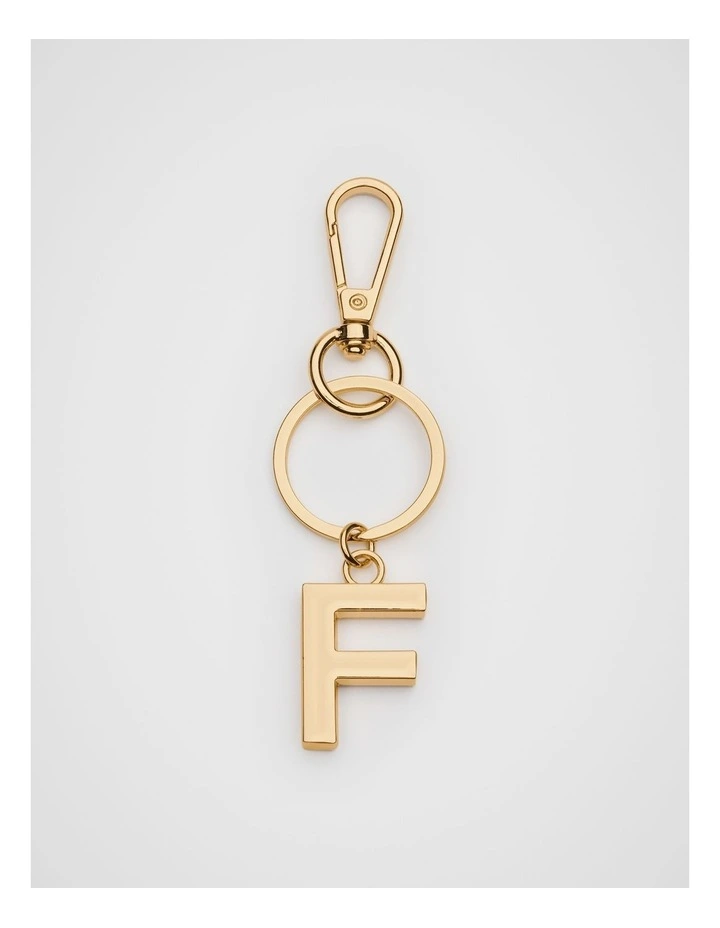 Initials F Keyring in Gold image 1