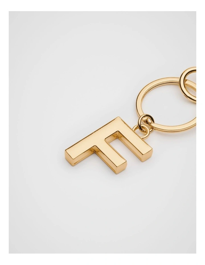 Initials F Keyring in Gold image 2