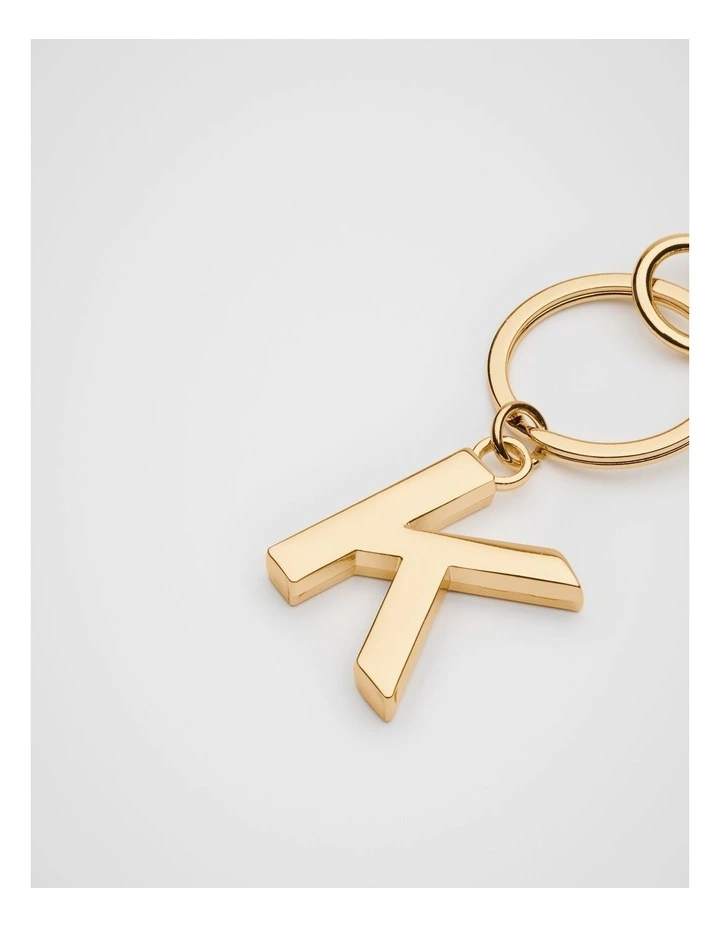 Initials K Keyring in Gold image 2