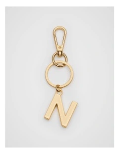 Initials N Keyring in Gold