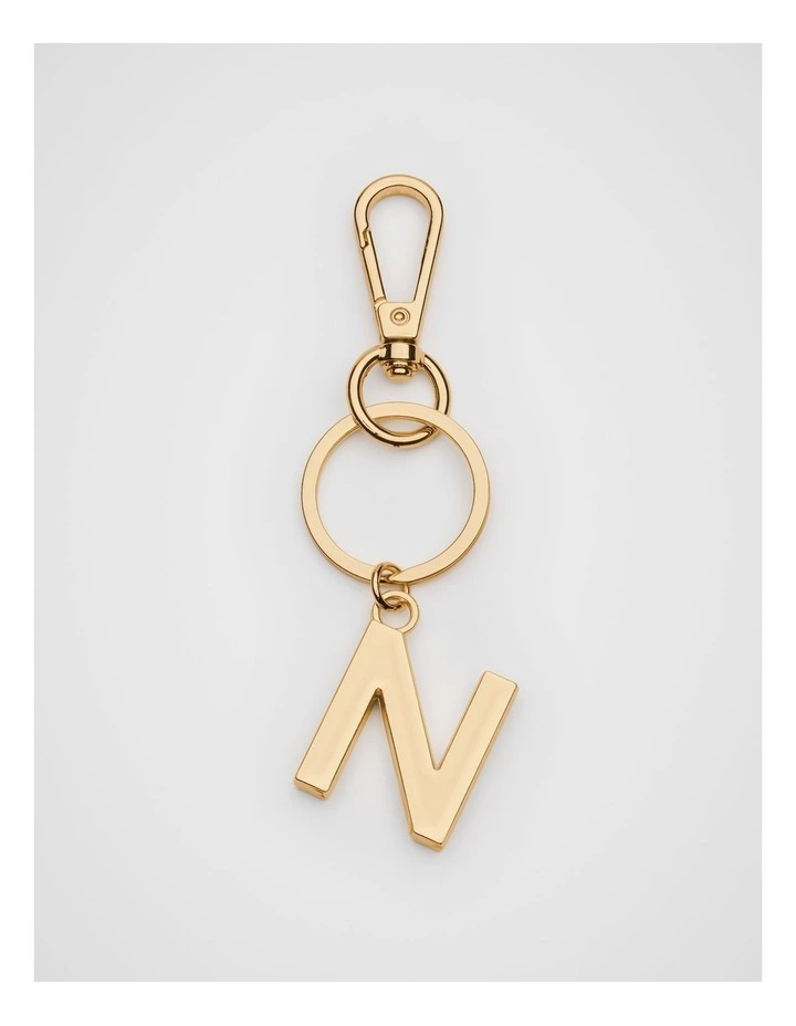Initials N Keyring in Gold image 1