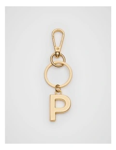Initials P Keyring in Gold