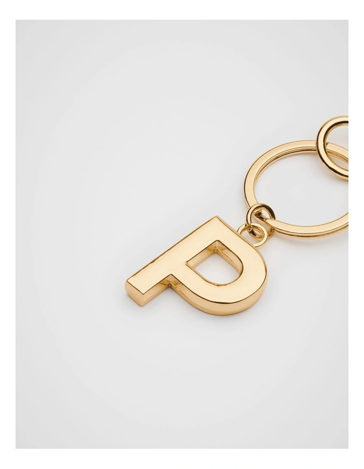 Initials P Keyring in Gold image 2