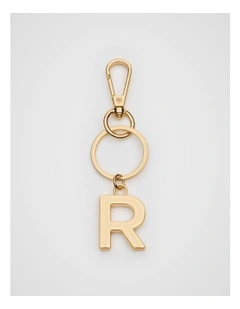 Initials R Keyring in Gold