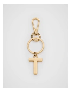 Initials T Keyring in Gold