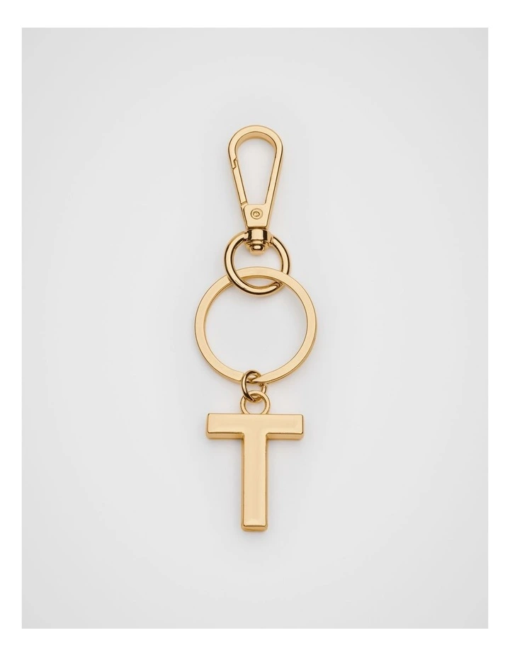 Initials T Keyring in Gold image 1