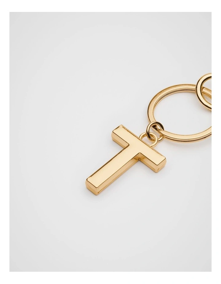 Initials T Keyring in Gold image 2