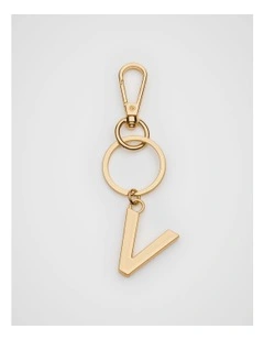 Initials V Keyring in Gold